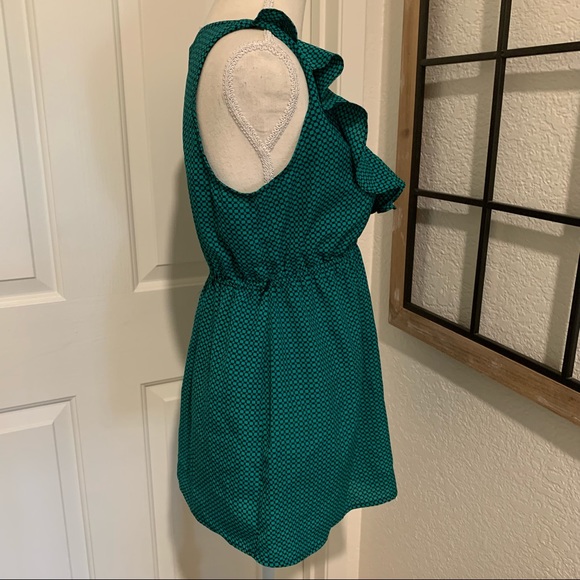 Motherhood maternity black & green women’s v neck ruffle blouse size small - Picture 5 of 5